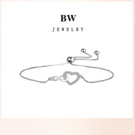 Jewelry Women's Bracelet Silver Platinum Heart Pendant BWS003 Gifts For Girlfriends
