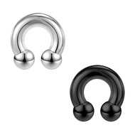 2Pcs Horseshoe Earrings Circular Barbell 316L Surgical Steel Internally Threaded 00G 0G 2G 4G 6G 8G 