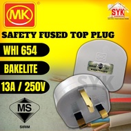 SYK MK 13Amp 250V WHI 654 3 Pin Electric Safety Fused Plug Top Rewireable UK Fuse Plug Kepala Plug S