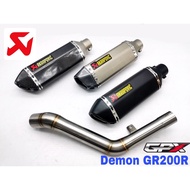 GPX EXHAUST DEMON GR200R SLIP ON MUFFLER EKZOS TABUNG AKRAPOVIC LONG STAINLESS STEEL ACCESSORIES MOT