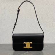 「JL精品代購」 9新 CELINE 黑金凱旋門腋下包