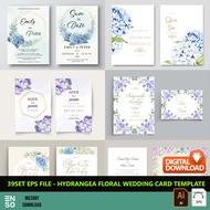 39-Set EPS Hydrangea Floral Wedding Card Template Files | Editable Adobe Illustrator Digital Files (