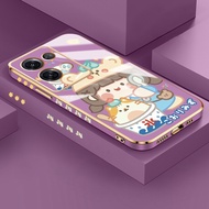 Phone Case For OPPO Reno 10 Pro 5G Reno 8 5G Reno 7s 5G F21 Pro F21s Pro Reno 8T 5G A1 Pro 5G Find X5 Lite Case Ice Cream Cat Girls softcase Pattern Side Plating Silicone Phone Case Hp Cover The Stream Is Cheap