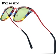 FONEX Acetate แว่นกันแดดไทเทเนียมโพลาไรซ์ผู้ชาย2024แบบเรียบง่ายแฟชั่นรุ่นใหม่ UV400สี่เหลี่ยมสีสันสดใสแว่นตากันแดดผู้หญิงเฉดสี F85793T