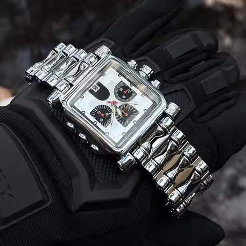 Y2K Personalize Big High Quality Six needles Multifunctional Quartz Watch Men Antique Alabaster Indu