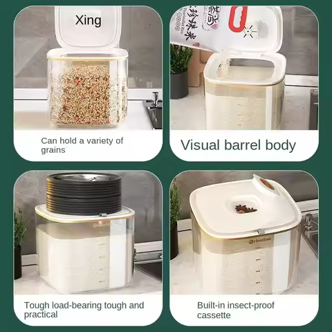 Cereal Storage Bin Dispenser Reusable Airtight Cereal Dispenser Hand-washing Container Measuring Cup