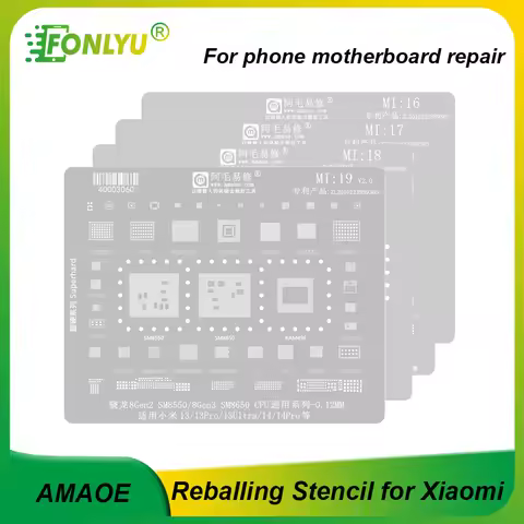 AMAOE MI10-19 BGA Reballing Stencil for Redmi Note10K11 12PRO POCO X3 MT6833V 6877V CPU Tin Planting