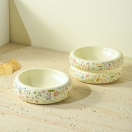 [Graffiti Ceramic Cat Bowl Dog Bowl] Anti-overturning Food Bowl Water Bowl Flat Design Cute Fun Cute