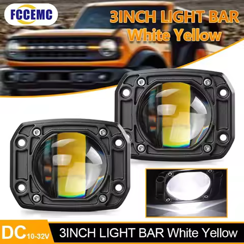 For Jeep Car Truck Off Road 4x4 12V 24V Driving Work lamp 6000K White 3500K Yellow Fog Lights Flush 