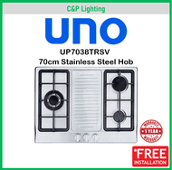 Uno 70cm 3 Burner Stainless Steel Cooker Hob UP7038TRSV