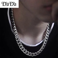 Hot sale original italy 92.5 sterling silver mens necklace hip hop nk Cuban chain 7mm wide 50cm long