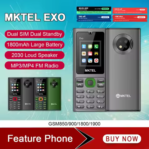 MKTEL EXO Feature Phone Senior Mobile Phone Dual SIM Dual Standby 1.77" Display GSM MP3 MP4 FM Radio