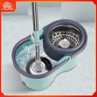 Spin Mop with Stainless Steel Basket &amp; Wheels Multiple Color Choice Automatic Spin Mop Hand Free Household Mop