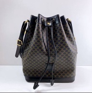 中古CELINE黑色壓紋老花水桶包🖤🔎