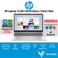 Laptop HP 15-fd1104TU Perak / 15-fd1102TU Biru / 15-fd1101TU Emas Intel Core Ultra 5 125U 16GB 512GB
