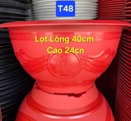 5 Cái Chậu Nhựa Tròn T48 Đen Đá Và Đỏ  Lọt lòng 40cm  Cao 25cm  Hàng bao Dày