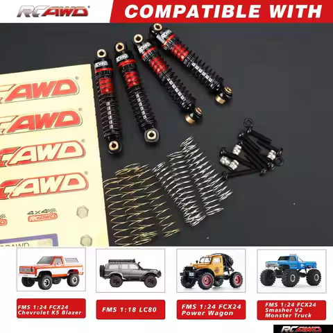 RCAWD 41mm FCX24 Front Rear Oil Filled Damper Shock Absorber for FMS 1/24 FCX24 POWER WAGON 1/18 FCX