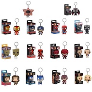 Funko Pop Cute Marvel Superhero Keychains Avengers Iron Man Spiderman Silicone Bag Car Keyring Pendant