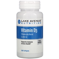 Lake Avenue Nutrition, Vitamin D3, 5,000 IU, 360 Softgels 维生素D3