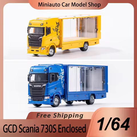 New In Stock Gcd 1:64 Scania 730s Enclosed Alloy Miniature Diecast Model Scania Double Deck Two Truc
