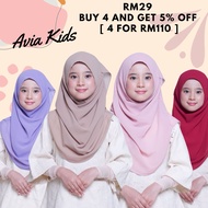 Tudung sarung budak Instant Shawl, Avia Kids M & L Size Plain Chiffon AISY VEIL