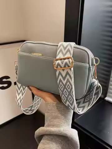 Simple Solid Color Crossbody Bag,Fashionable PU Shoulder Bag, Women Casual Handbag with Phon E Walle