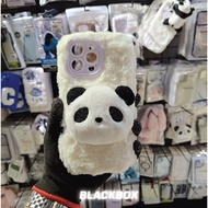 C14 Fluffy Panda Face Phone Case Cover Casing IP 13 Pro Max / IP 14 Pro Max / IP 15 Pro Max / IP 16 