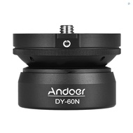 Andoer DY-60N Tripod Leveling Base Leveler Adjusting Plate Aluminum Alloy 3/8 Inch Screw Interface with Bubble Level  Bag for Canon Nikon Sony DSLR Camera