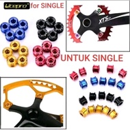 Baut chainring bolt nut Alloy 7075 Litepro boltnut  crank arm chain ring baut single sepeda lipat fixie mtb roadbike road bike balap alumunium