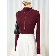 Áo giữ nhiệt nữ YOUNGER BY CARDINA chất liệu len kim sa cổ leo dài tay 5AHF07