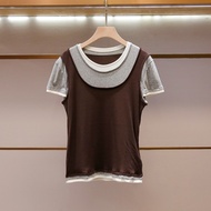 E07J Maj-e Women's Summer Layered Short-Sleeved T-Shirt