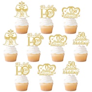 36 PCS 50th Anniversary Cupcake Toppers 50th Golden Wedding Anniversary Cupcake Picks DoubleSided Pr