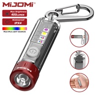 MIJOMI ไฟฉายพวงกุญแจ EDC K3ไฟฉายแบบพกพาขนาดกะทัดรัด400ลูเมนพร้อม365nm แสงยูวีสีแดงสีเขียวสีน้ำเงินแม