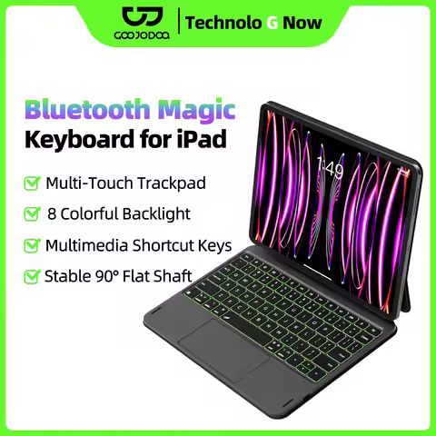 GOOJODOQ Bluetooth Magic Keyboard for iPad Pro 11 Air 11 M3/M2 Pro 12.9 Pro 13 iPad A16 10th Gen Fla