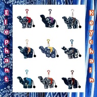 THB Thai Cloth Elephant Plain Blue Color Multi-Colored Keychain Handmade Synthetic Fiber Filling Sou