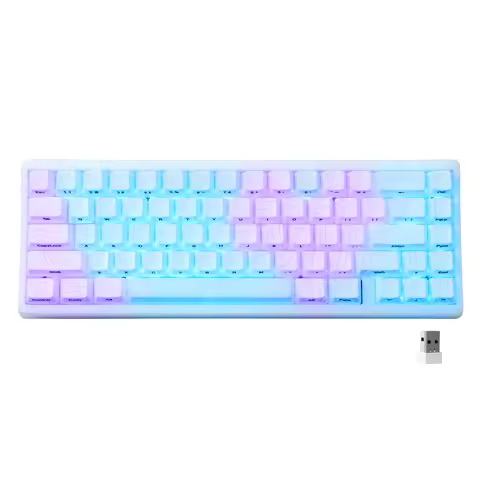 XVX Wireless Mechanical Keyboard M67 JadeStone With IMD-Tech Keycaps Tri-Mode Topographic White Game