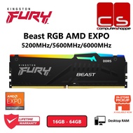 Kingston FURY Beast DDR5 RGB Desktop Gaming AMD EXPO Memory RAM - 5200MHz/5600MHz/6000MHz