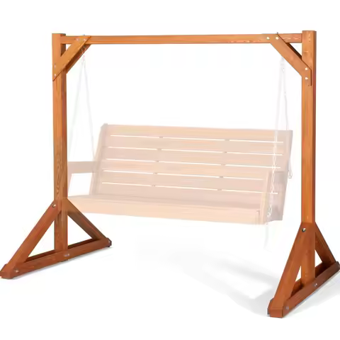 Heavy Duty Wooden Swing Frame for Adults Kids, Stable Frame Porch Swing Bench Stand for Outdoor, Bac