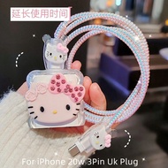 Cute Hello Kitty Charger Protector compatible for iphone 20w 3-pin folding plug UK square Charger mo