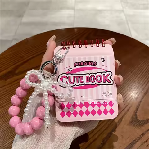 Korean Japan Kawaii Pink Notebook Style Phone Case For Samsung Galaxy Z Flip 6/5/4/3 For Motorola Ra