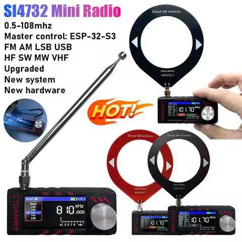 SI4732 0.5-108mhz LSB USB AM FM FM/AM Radio with Antenna Mini Pocket Radio HF SW MW VHF Radio All Ba