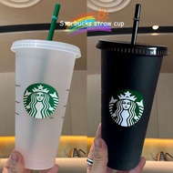 Reusable Cold Cups Plastic Black / Transparent Starbucks Tumbler with Lid Straw Black Cup