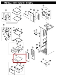 อะไหล่แท้ศูนย์/ฝาปิดด้านบนลิ้นชักผัก ชั้นล่างสุด ตู้เย็นฮิตาชิ/PTR-M800GP2*078/HITACHI/R-M600AGP4THX