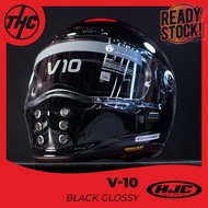 TERBARU HELM HJC V10 BLACK GLOSSY VINTAGE FULL FACE HELMET