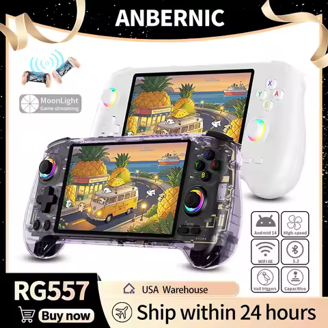 ANBERNIC RG557 Handheld Game Console Dimensity 8300 5.48 inch AMOLED RGB Lighting Retro Video Player