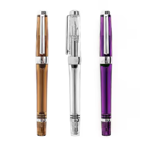 Wing Sung 3013 Vacuum Negative Pressure Fountain Pen Resin Transparent Ink Pen EF/F Nib 0.38/0.5mm F