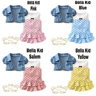 REAL PIC BELLA KID DRESS SET 2IN1 VEST GIRLS' SUIT CHILDREN'S CLOTHES 4 COLORS