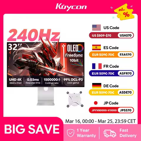 240Hz 0.03ms Gaming Monitor Kuycon Q32S OLED Computer Monitor 4K 32 Inch UHD PC Display Fast Respons