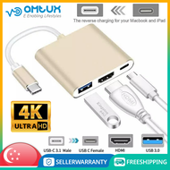USB-C to HDMI compatible Adapter 3-in-1 Type C Adapter Multiport AV Converter USB 3.0 Type-C to HDMI 4K Compatible with MacBook Pro/Projector/Monitor (Mixed Colour)