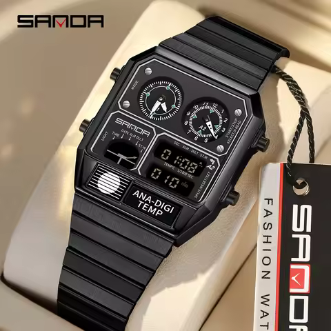 SANDA 3192 hot selling LED electronic square men's youth leisure thermometer stopwatch timing code m